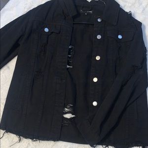 🟪PLT black ripped jean jacket